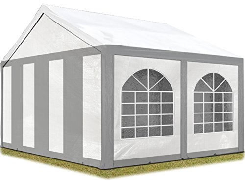 TOOLPORT Hochwertiges Partyzelt 3x4 m Pavillon Zelt PE Plane 450 N Gartenzelt Festzelt Bierzelt Wasserdicht grau-weiß