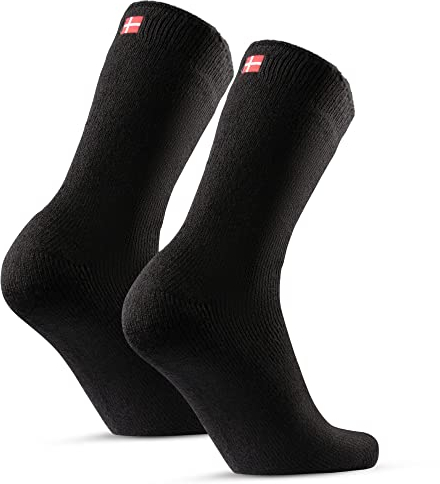 DANISH ENDURANCE Thermosocken, Kuschelsocken, Wintersocken mit Fleece, Dicke und Gefütterte Socken, Weich & Warm, Unisex, für Damen & Herren, 2 Paar, 35-38, Schwarz