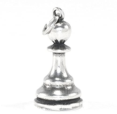 CHESS Charm Pendant PAWN piece STERLING SILVER 925 3D .925