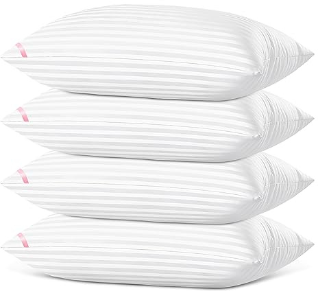 EIUE Bed Pillows for Sleeping 4 Pack，Pillows for Side and Back Sleepers,Super Soft Down Alternative Microfiber Filled Pillows (White, Queen (Pack of 4))