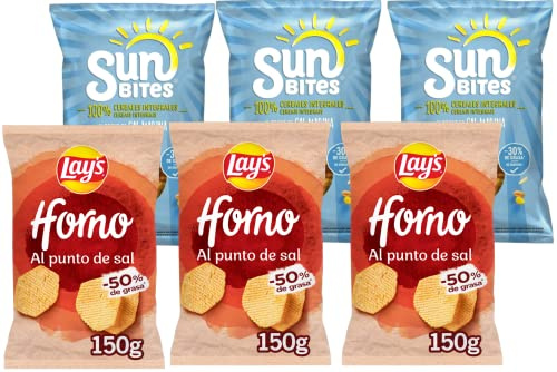 Pack Sunbites Sal Marina 3x95gr, Lay's Horno Sal 3x150gr