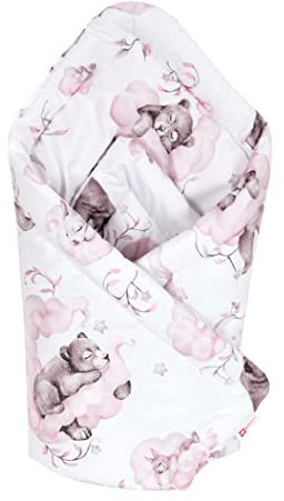 Babylux Einschlagdecke BABYHÖRNCHEN 75 x 75 cm Baby Neugeborene Erstausstattung (128. Bär Rosa)