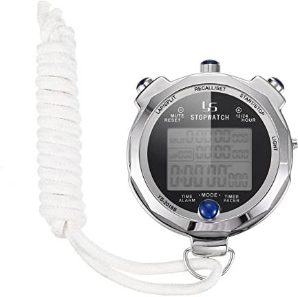 PATIKIL Metal Cronómetro Detener Reloj, Cronómetro Temporizador con Retroiluminación 100/200 Vueltas Memoria 0.001 Segundo Cronometraje Digital Parada Mira para Entrenador Deportes
