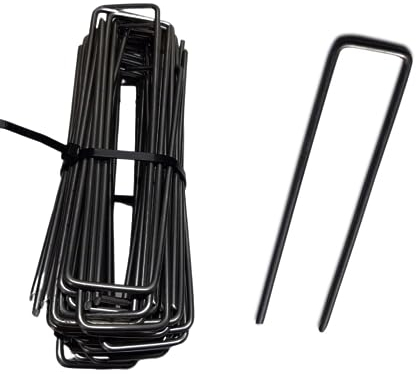 Ogrodzenia Wiklinowe (100 Stück) Erdanker aus Stahl Unverzinkt - 150 mm Lang, 30 mm Breit, Ø 3 mm - Bodenanker für Unkrautvlies, Kunstrasen, Garten - Erdnägel Heringe Stabil
