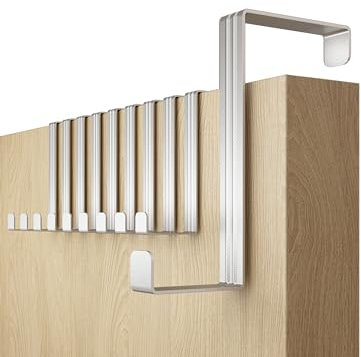 4smile Attaccapanni da porta - set di 10, inox - sostegni per porta 3,6 cm e 4,1 cm, appendiabiti per varco - supporti per interni, appendino universale