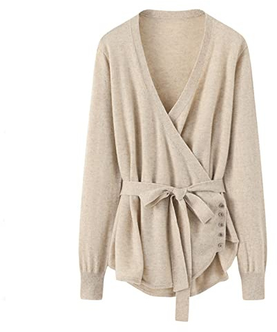 100% Cashmere Enfärgad Ulltröja V-ringning Oregelbundna Knappar Kvinnor Kofta Kvinnors Cashmere Tröja