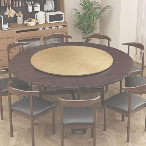 WORDFUN 70/80/90cm GrandePlato Giratorio Redondo, Lazy Susan Bandeja De Servicio De Mesa, Tabla Rotativa De Madera, Mesa Giratoria De Madera Redonda, Placa Giratoria con Rodamiento Silencioso