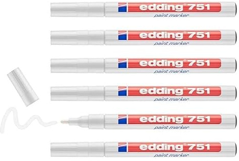 Edding Set of 6 Paint Markers 751 White Round Tip 1-2 mm
