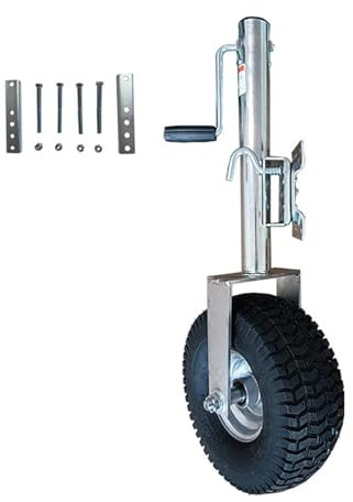 QICBYING Ruotino D'appoggio Rimorchio - Ruota di Supporto Automatica per Rimorchio da 34cm, Cric per Rimorchio con Ruota da Spiaggia da 900kg, Staffe Rotanti Pieghevoli Ed Estensibili