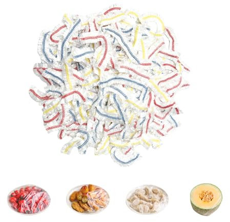 Bliceon 200 Pack Colorful Stretch Food Covers, Elastic Plastic Bowl Lids for Food Storage, Kitchen Supplies for Fruits, Vegetables, Meat & More, Versatile Universal Bowl Covers