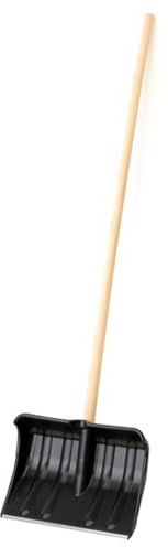 Acan Tradineur - Pala quitanieves con Mango de Madera de 140 cm, plástico Resistente, cavar, Recoger Nieve, Tierra, Barro (Negro - 163 x 43 cm)