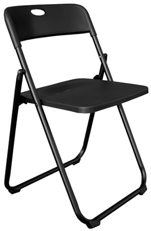 Spetebo Klappstuhl schwarz belastbar bis 110 kg - 73 x 49 cm - Gäststuhl aus Metall und Kunststoff klappbar - Küchenstuhl Beistellstul Stuhl klappbar
