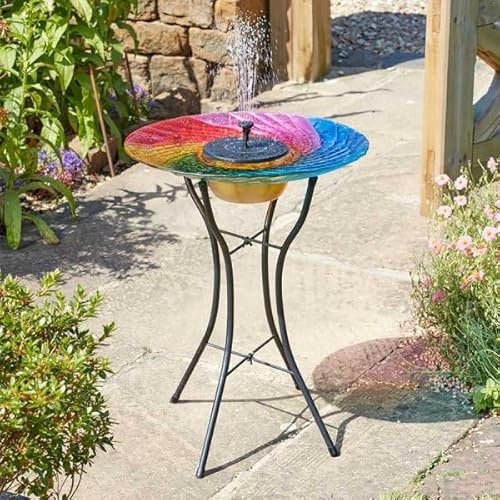 Smart Solar Rainbow Garden Fountain 46cm Diameter 50cm Height with Solar Pump System