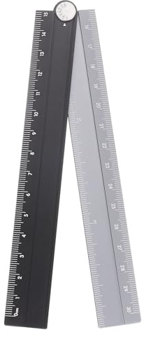 QUARKZMAN Righello Pieghevole Dritto 30cm Metrico Lega Di Alluminio Goniometro Pieghevole Strumento Di Misurazione Geometrica Con rigo Angolare, Tono Nero Argento