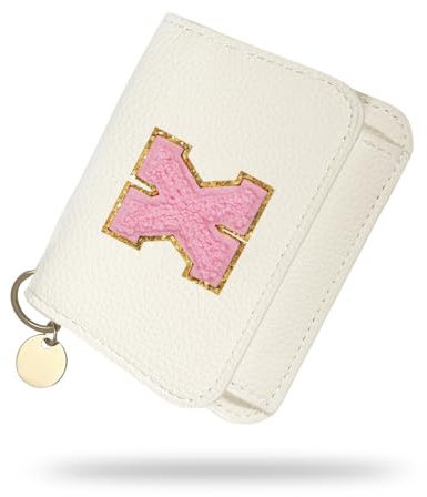 Girls Wallet, Initial Women's Wallets, White Small Wallet for Kids with 5 Card Slots Holder, Personalised Purses Gifts for Girls and Women, Birthday Gift, Christmas Gifts, Travelling Wallets Gift (X)
