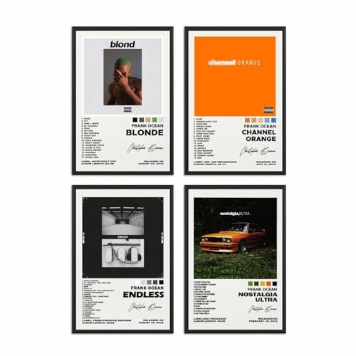 Frank Album Ocean Un Set Di 4 Poster Su Tela Per La Stanza, Estetica, Festival, Regalo, Famiglia, Camera Da Letto, Decorazione Da Parete, Casa 08x12inch(20x30cm)