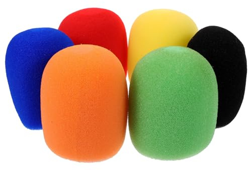 KICHOUSE Lot de 6 Bonnettes Anti-vent en Mousse pour Microphone Portable, Housses Épaisses et Colorées Adaptées Karaoké et Scène, et Solide