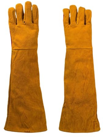 Milageto Guanti da saldatura a maniche lunghe, professionali, resistenti all'abrasione, versatili, di alta qualità, guanti da lavoro per forno, barbecue, 35 Cm