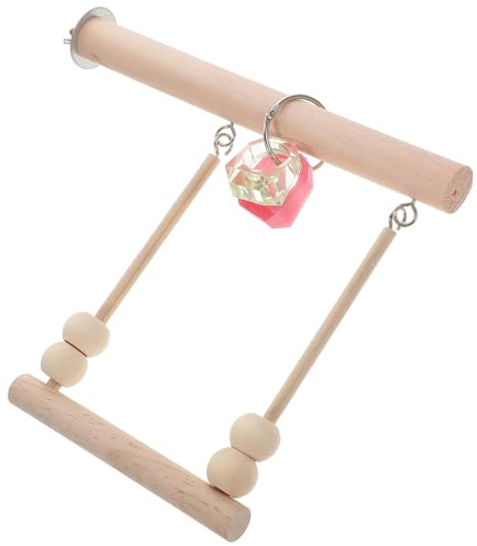 VILLCASE Columpio de Espacio de Loros Madera en Accesorio para Resistente Natural al y Desgaste Ahorro Juguete Divertido para Pájaros Decoración del Hogar