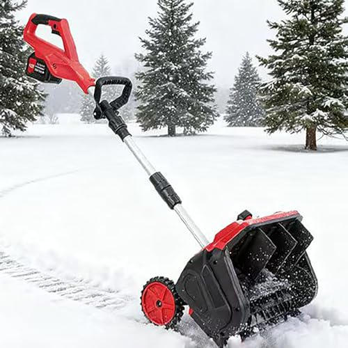 Spazzaneve senza spazzole e senza fili con batteria da 4 Ah e caricabatterie, spazzaneve elettrico da 12, impugnatura anteriore regolabile per una facile rimozione della neve su gradini e passaggi