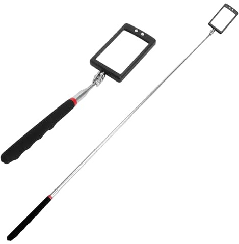 2 PCS Specchio di Ispezione Telescopico con LED, Specchio 360 Gradi con Luce, Specchio Telescopico Estensibile 80 cm con Illuminazione per Ispezione sotto Auto, Officina, Spazi Stretti