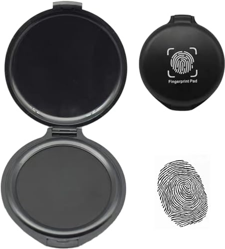 Fingerprint Ink Pad, Black Ink Pad for Fingerprints, Fast Drying & Smudge Finger Print Stamp Kit for Notary Supplies Identification Security ID Fingerprint Cards Law Enforcement Portable