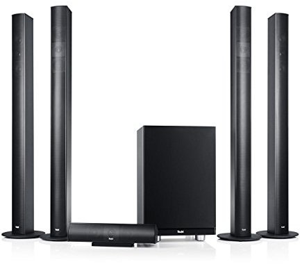 Teufel Columa 300 Mk2 - Impianto per home theatre 5.1 L, altoparlanti a colonnina sottili, in alluminio, colore: Nero