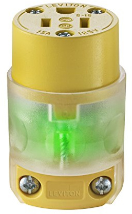 Leviton Grounding Lighted Cord End Replacement, 515CV-LIT