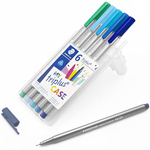 STAEDTLER triplus 0.3 mm 334 Fineliner Superfine Point Pen, Assorted Ocean Colours, Pack of 6