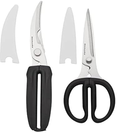 KitchenAid Stainless Steel All Purpose and Poultry Shears Set with Soft Touch Handles, 2 Piece, Black