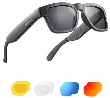OhO Smart Glasses,Polarized Sunglasses with Bluetooth Speaker,Athletic/Outdoor UV Protection and Voice Control,Unisex(Grey Lens)