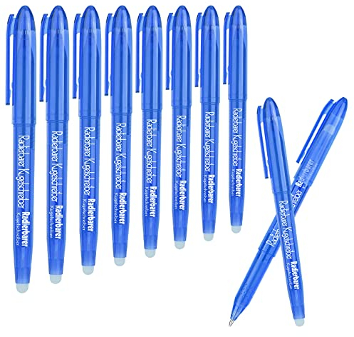 VOCIBO Radierbarer Kugelschreiber, 8 Stück Radierbarer Gelschreiber Set, Tintenroller Radierbar, 0,5 mm Radierbarer Tintenroller set, Schule Zubehör - Blau