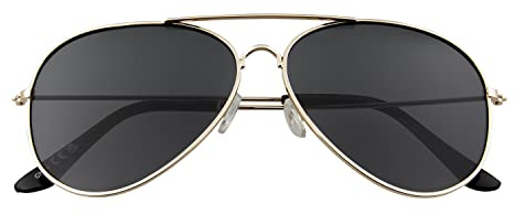 Ultra - Kids Sunglasses UV400 Protection - Pilot Style Children's Sunglasses for Boys and Girls Ages 9-16- Lightweight Retro Metal Frame - Gold with Black Lenses