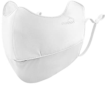 OH! ANY TIME ANY WEAR Sun Protection UPF 50+ UV Face Cover Summer Face Mask Neck Gaiter with Ear Loops SLN3M308 White