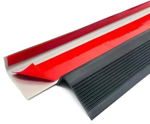 Zayejod Listello Antiscivolo per Scale a Bordo Arrotondato, Bordo Autoadesivo in Vinile per Gradini - Profilo in Gomma PVC Anti-Slip per Sicurezza Familiare (50mm/2M, Nero)