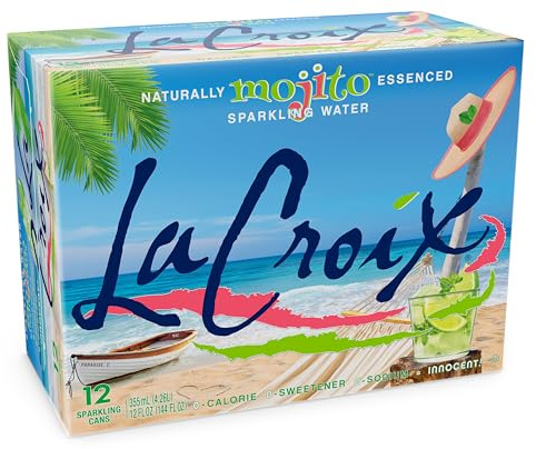 La Croix Naturally Essenced | 0 Calorie | 0 Sweetener | 0 Sodium | Mojito Sparkling Water 355ml (Pack of 12)