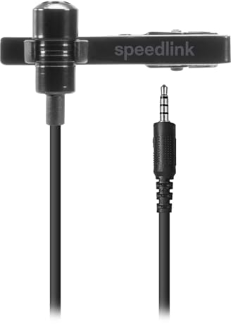 Speedlink SPES Ansteckmikrofon mit Kabel Klinke 3,5mm - Lavalier Mikrofon mit Klinkenstecker, Clip-On Mikrofon, Abnehmbarer Metall-Halteklipp, Rauschunterdrückung, schwarz