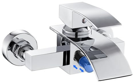 ROVOGO Robinet de baignoire cascade - Montage en saillie - Mitigeur monocommande - Robinet de baignoire pour douche de salle de bain - Chromé