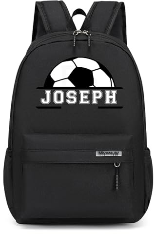 Idiyfun Custom Backpack for Girls Boys with Name Design, Personalized Soccer Backpack Lightweight for Camping Travel, Back To School Shoulder Bookbags Customizable for Kid Child