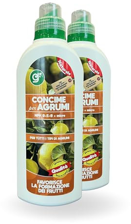 Concime Speciale per Agrumi - NPK 8-5-8 con Rame e Ferro - Nutrizione Completa per Tutti i Tipi di Agrumi 1l