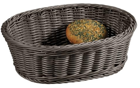 Kesper | Corbeille à pain et fruits, lot de 5, matériau: entièrement en plastique tressé, dimensions: 29,5 x 23 x 9,5 cm, couleur: gris | 1982615