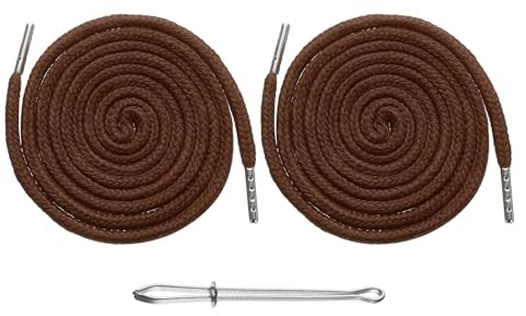 QUARKZMAN 2 cordones de repuesto de 130 cm, con enhebrador para sudaderas, chaquetas, pantalones, sombreros, abrigos, bolsillos, color marrón