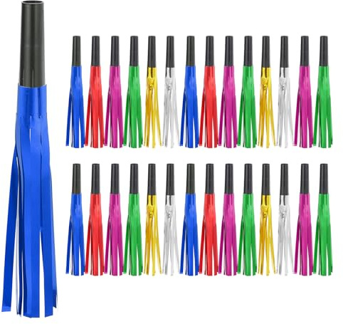PATIKIL 60 Pcs Matracas, Matracas Metálicas Con Flecos Silbatos Para Fiestas Para Suministros De Favor De Fiesta Cumpleaños Año Nuevo Negro/6 Colores