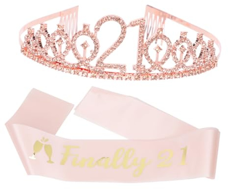 VICASKY Diadème Couronne et Ceinture Décorative pour Anniversaire avec Pinces Ajustables et Confortable