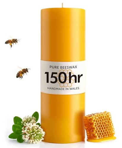 150hr Pure Beeswax Candles - Handmade in Wales - Natural Pillar Candle | Natural Beeswax Candles for Home Decor, Perfect for Relaxation and Ambiance, Pure Beeswax Advent Candle