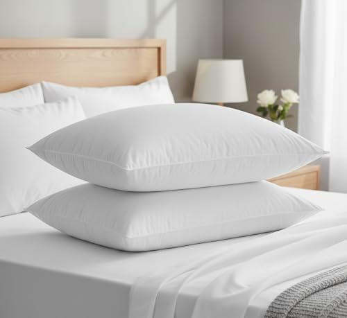 LaaLa Almohada de 60 x 80 cm, relleno de 3 cámaras: exterior 100% plumón, interior 100% plumas, almohada hipoalergénica de alta calidad, cojín ideal para máxima comodidad, tejido: algodón egipcio
