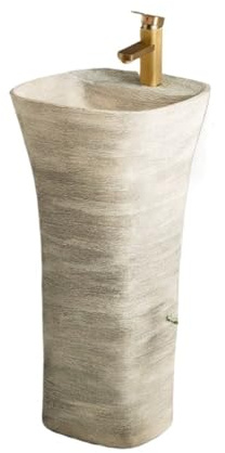 Indipendente Lavandino con piedistallo in ceramica, kit di scarico e rubinetto, lavabo monoblocco Courtyard Moderno