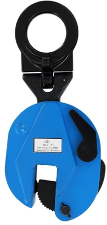 Morsetto di sollevamento per piastre in acciaio da 2t per sollevamento orizzontale, verticale e laterale, apertura ganasce, 0-25 mm, pinza di sollevamento con chiusura a molla e parentesi – per