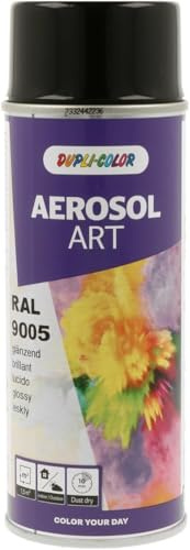 DUPLI-COLOR AEROSOL ART RAL 9005 tiefschwarz glänzend 400 ml, Spraylack für vielseitigen Einsatz, schnelltrocknend, hohe Deckkraft, für Innen- und Außenbereiche geeignet