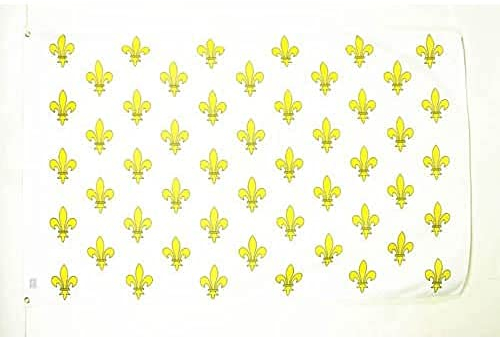 AZ FLAG - Drapeau Fleur de Lys Blanc et Or - 150x90 cm - Drapeau 100% Polyester Avec Oeillets Métalliques Intégrés - Pavillon 110 g